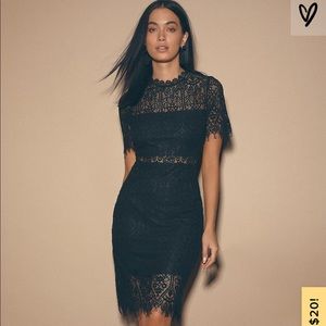 Lulus Remarkable black lace midi dress